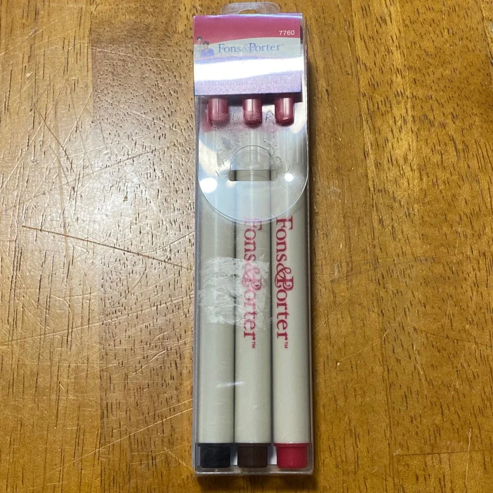 Fons & Porter Permanent Markers 3 Pack Multi New 7760 Fine Tip Fabric Pens